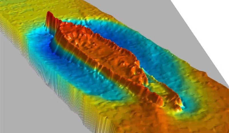 Bathymetric wreck depression